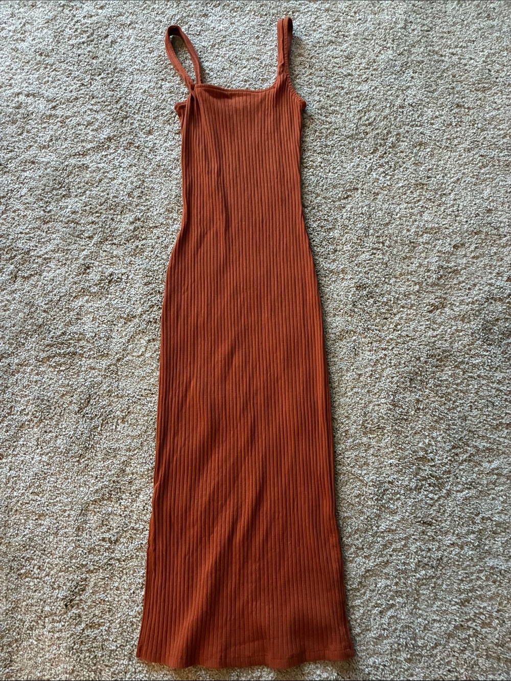 Ribbed Tank Maxi Dress in Rust